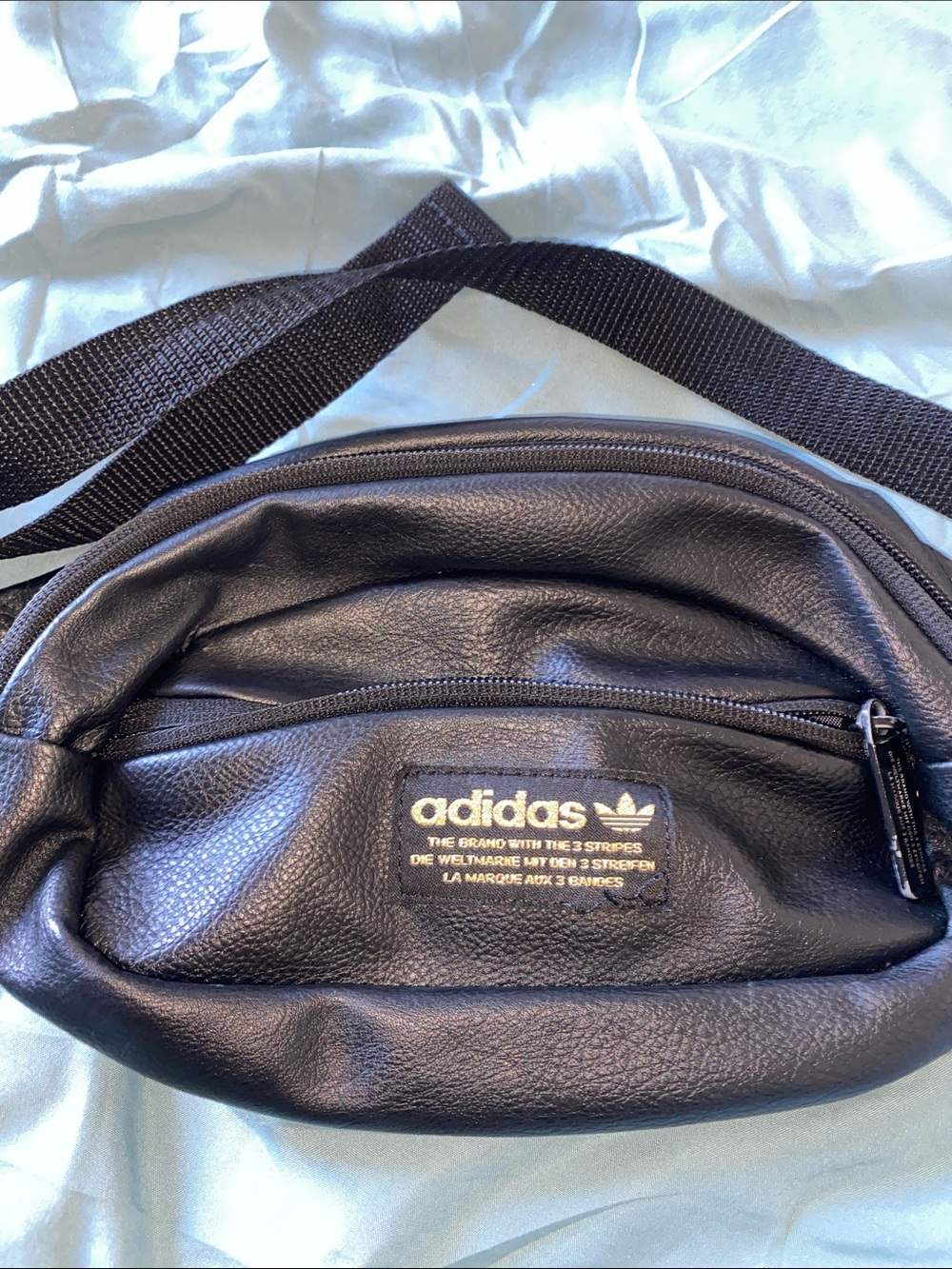 adidas Black Faux-Leather Waist Bag